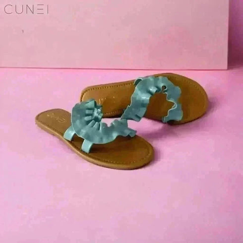 Womens Sky Blue Swirl Flats